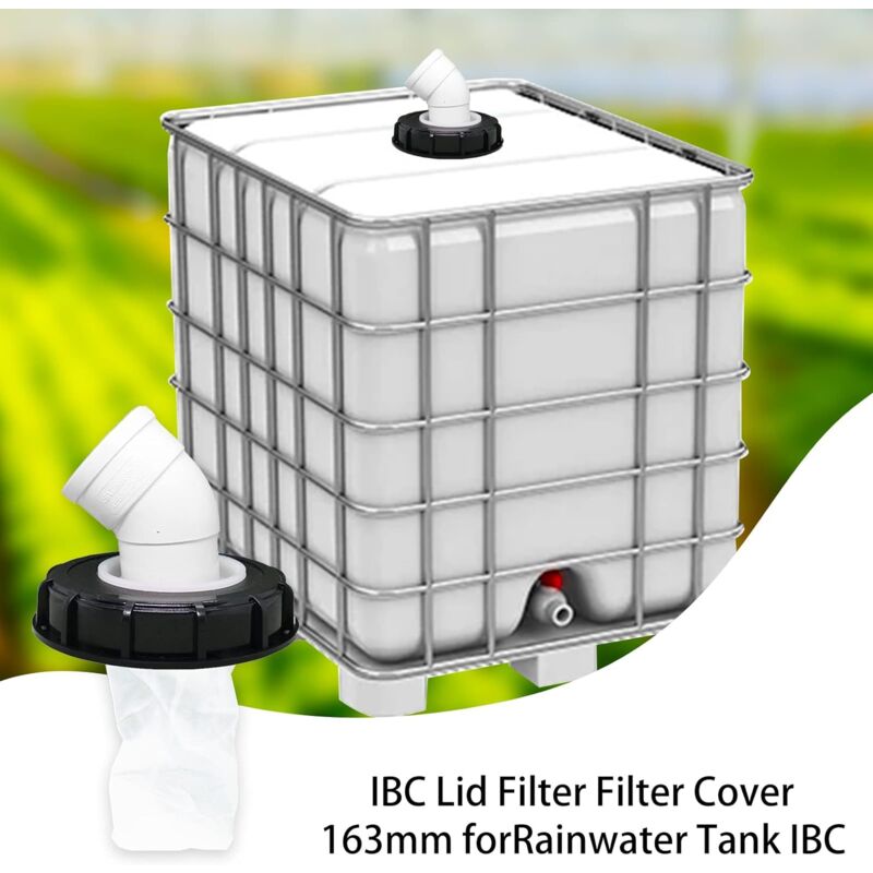 IBC Rainwater Lid Filter, 163mm Lid, 75mm Outlet, 45° Option