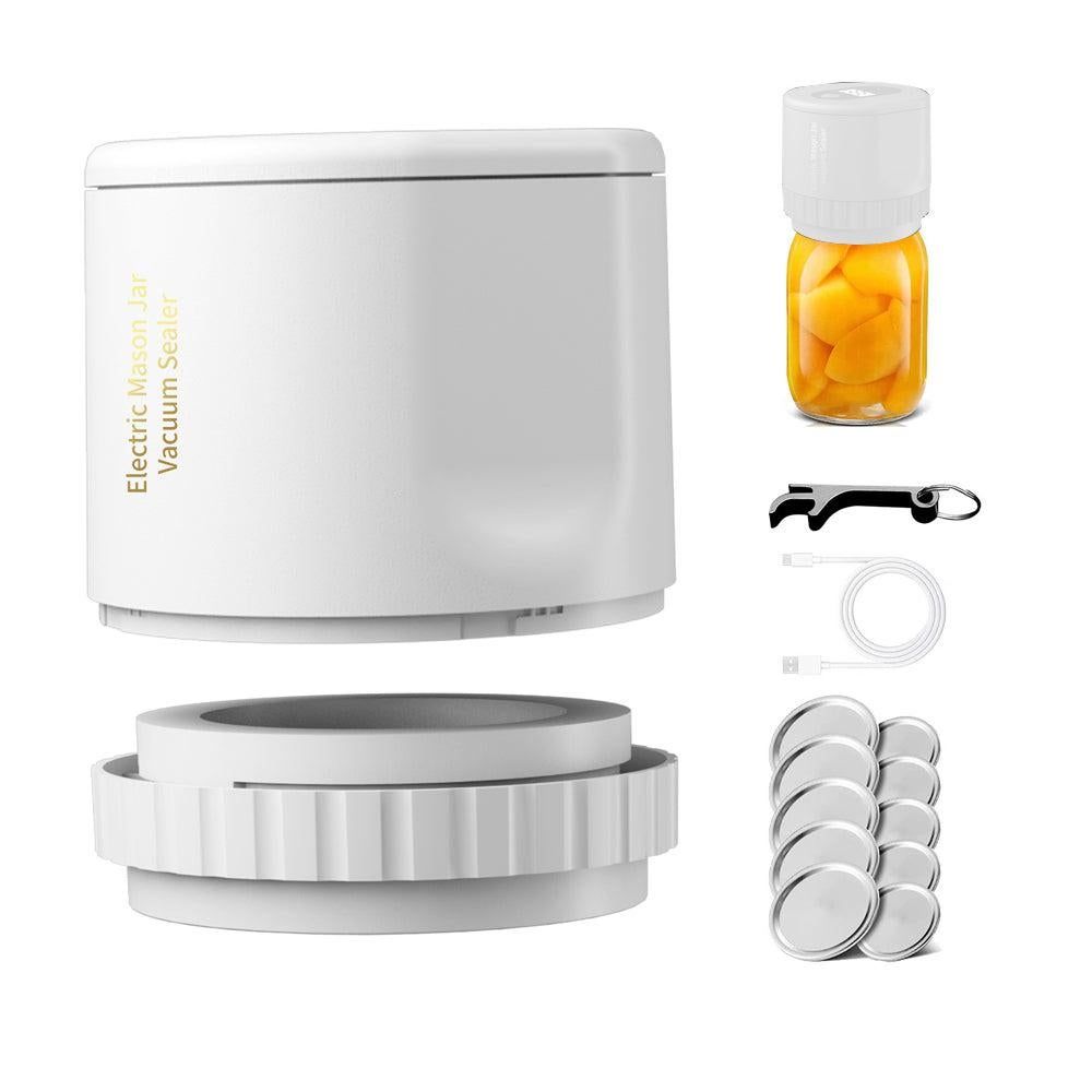 Electric Mason Jar Vacuum Sealer Kit, Rechargeable, 10 Lids, Black