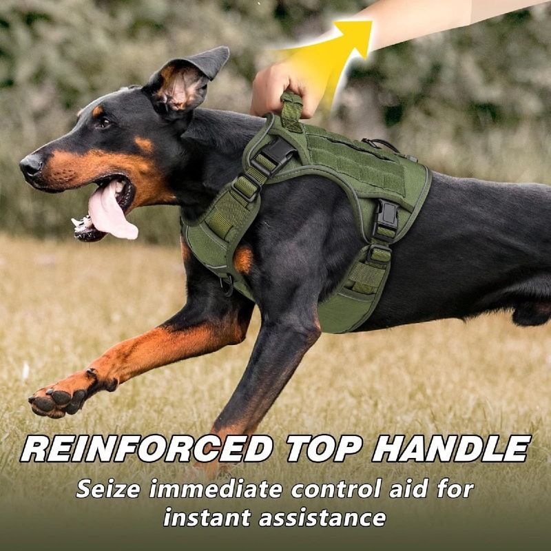 Dog Harness Large Dog No Pull Reflective Adjustable Pet Vest with Handle - Army Green S