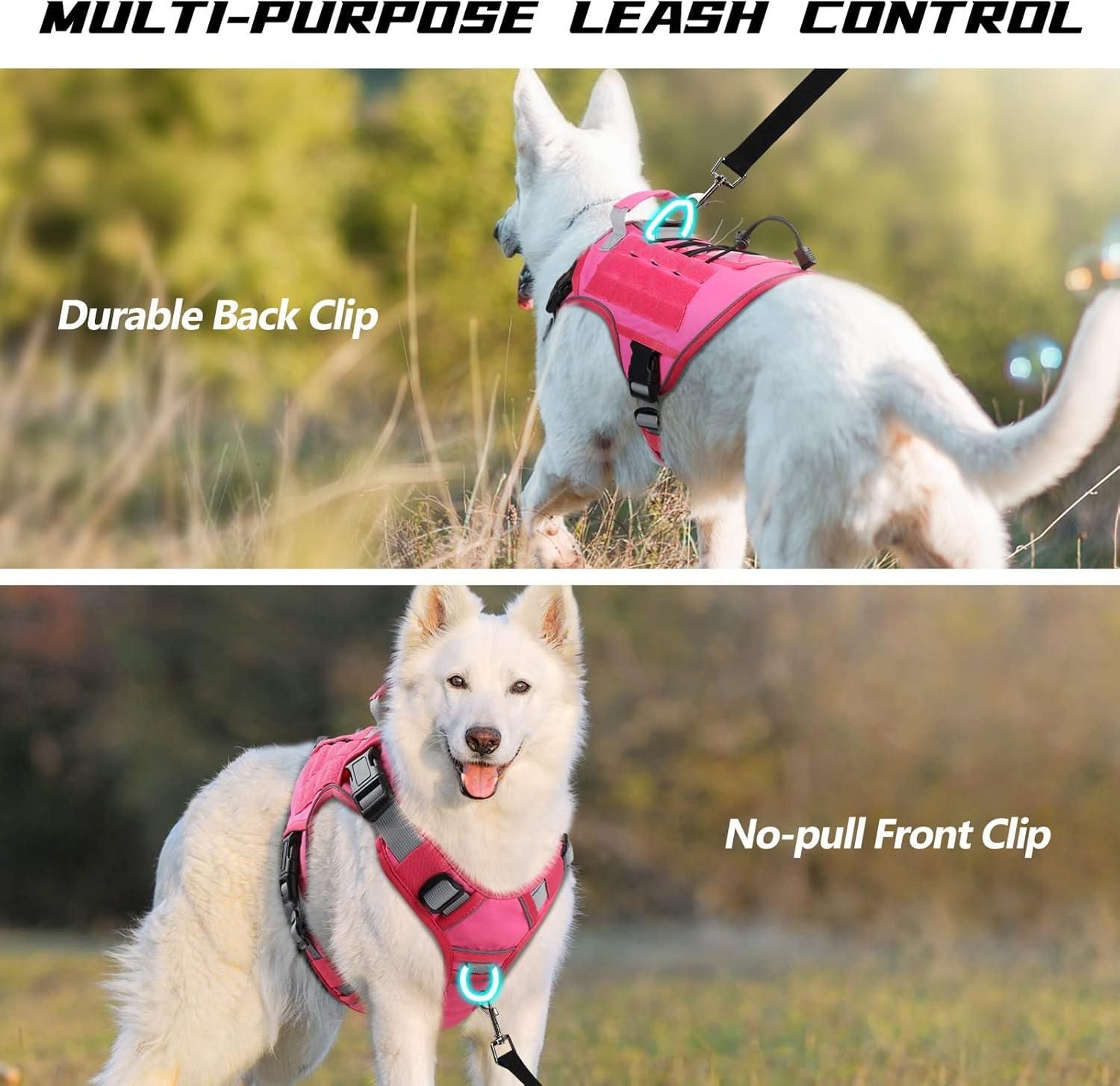 Dog Harness Large Dog No Pull Reflective Adjustable Pet Vest with Handle - Army Green M