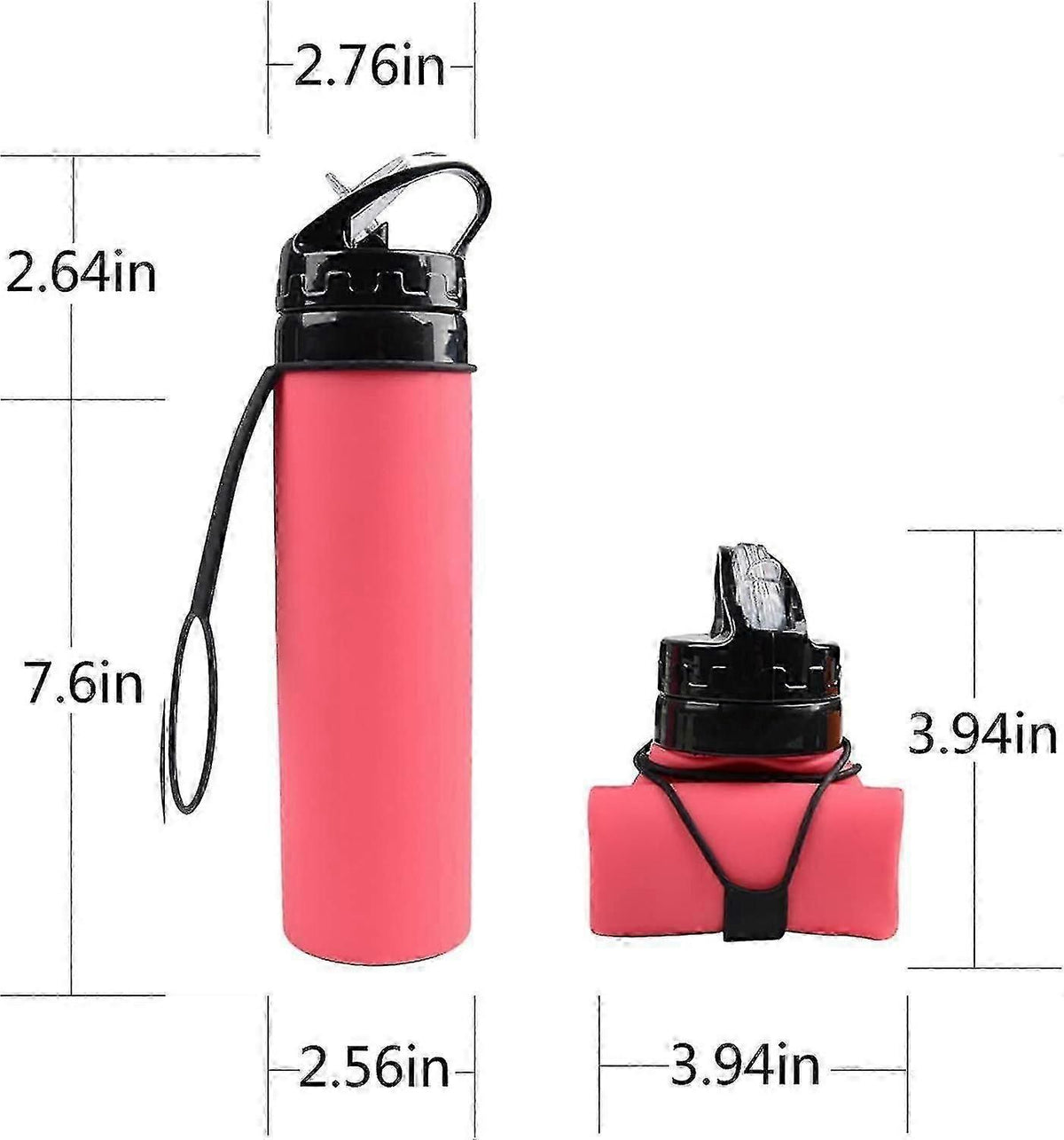 Collapsible Travel Water Bottle, BPA-Free, Black
