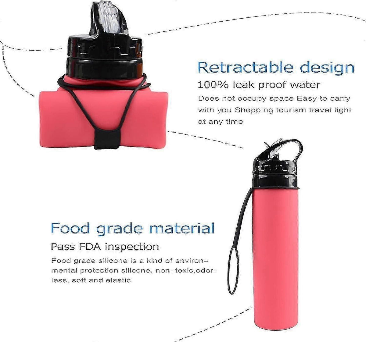 Collapsible Travel Water Bottle, BPA-Free, Green