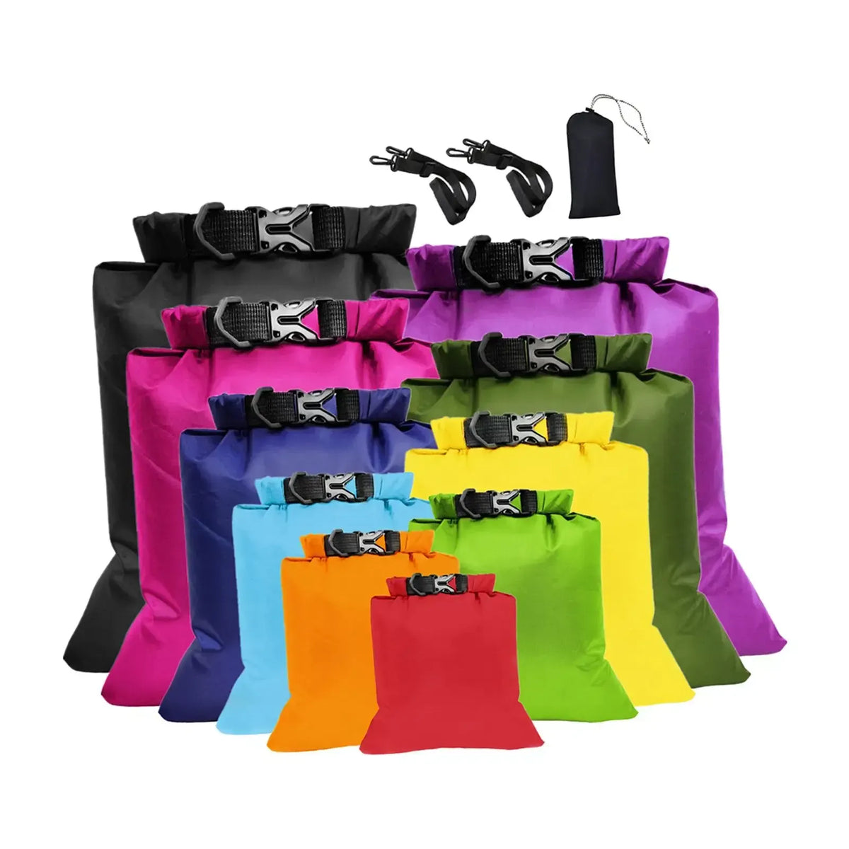 10 Pack Waterproof Roll-Top Dry Sacks