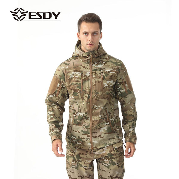 ESDY Men's Soft Shell Windproof Jacket, Camouflage, Size L