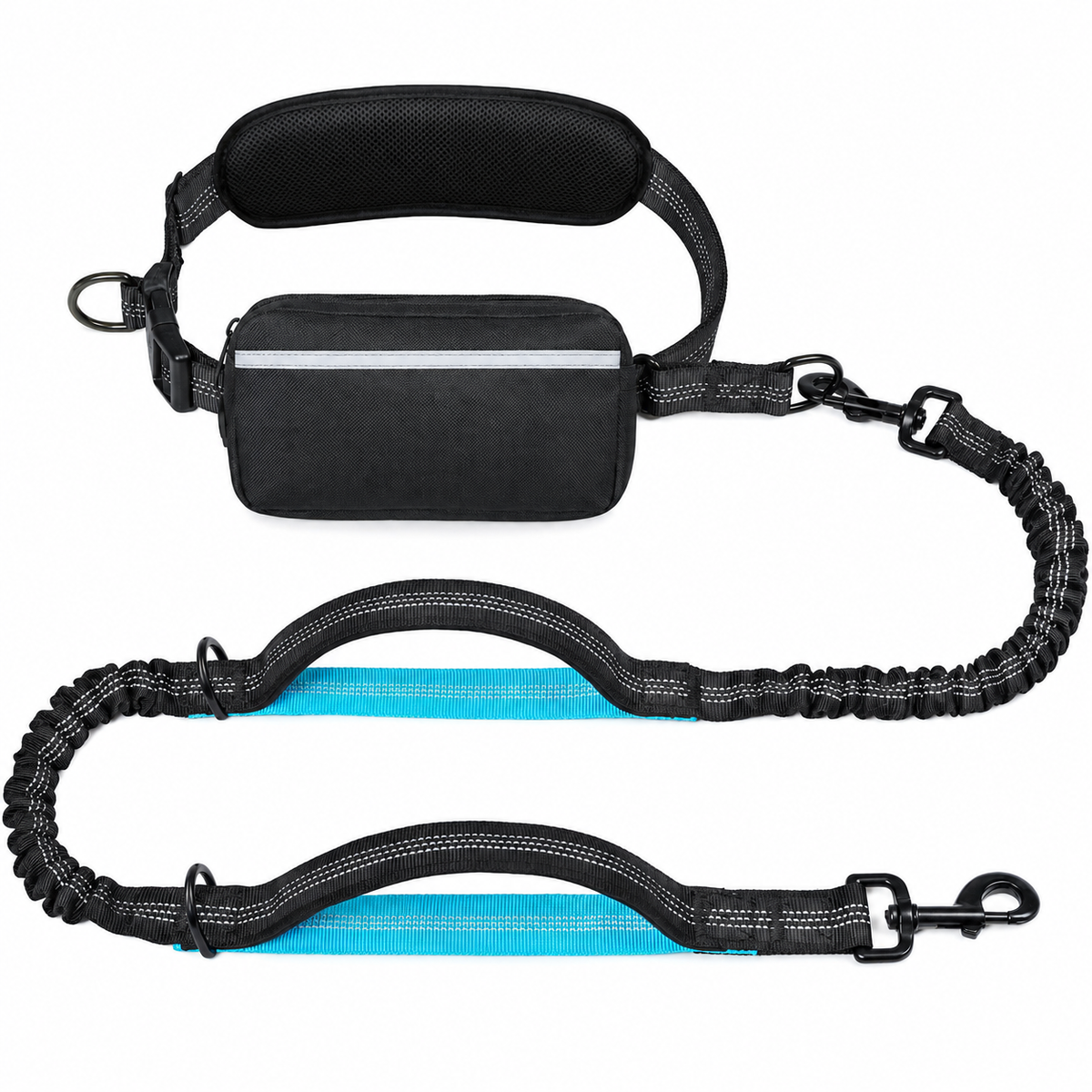 Hands-Free Dog Walking Belt with Bungee Leash, Black