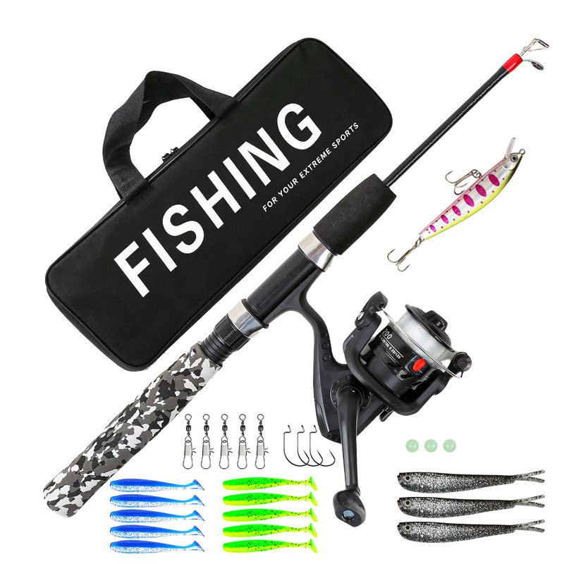 Ice Fishing Rod & Reel Set, Black Grey