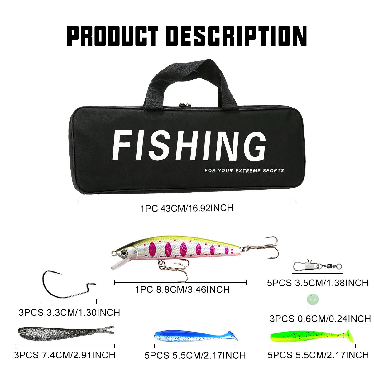 Ice Fishing Rod & Reel Set, Black Grey