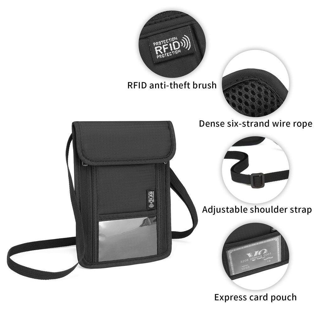 RFID Blocking Neck Wallet Small Crossbody Bag Travel Passport Holder Slim Minimalist Design Security Neck Pouch