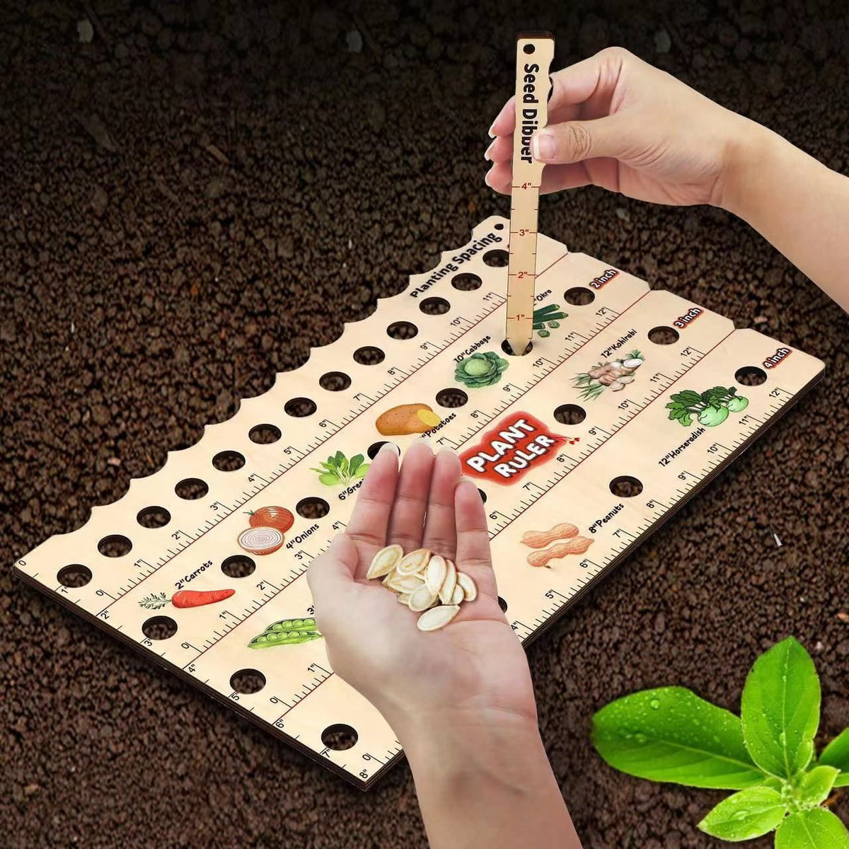 Wooden Seed Spacing Plant Ruler, Square Foot Gardening