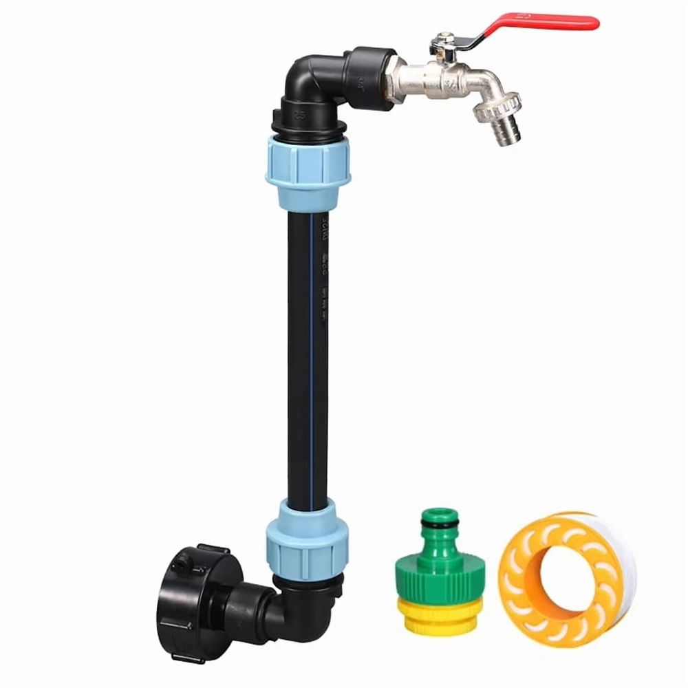 3/4 Inch Gooseneck IBC Tank Outlet Tap, Brass and Plastic