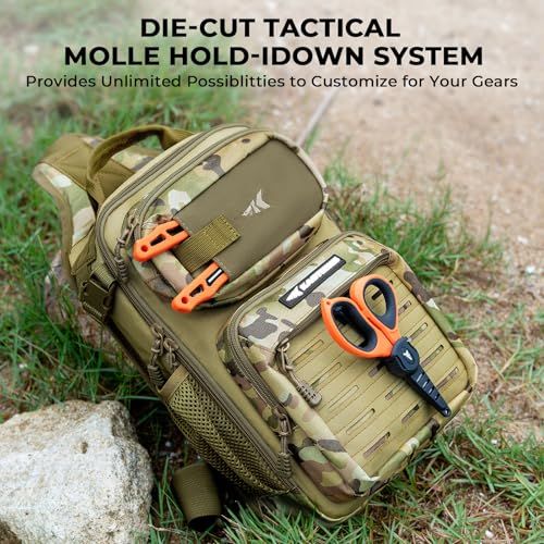 Fishing Sling Backpack for Anglers, Olive Green