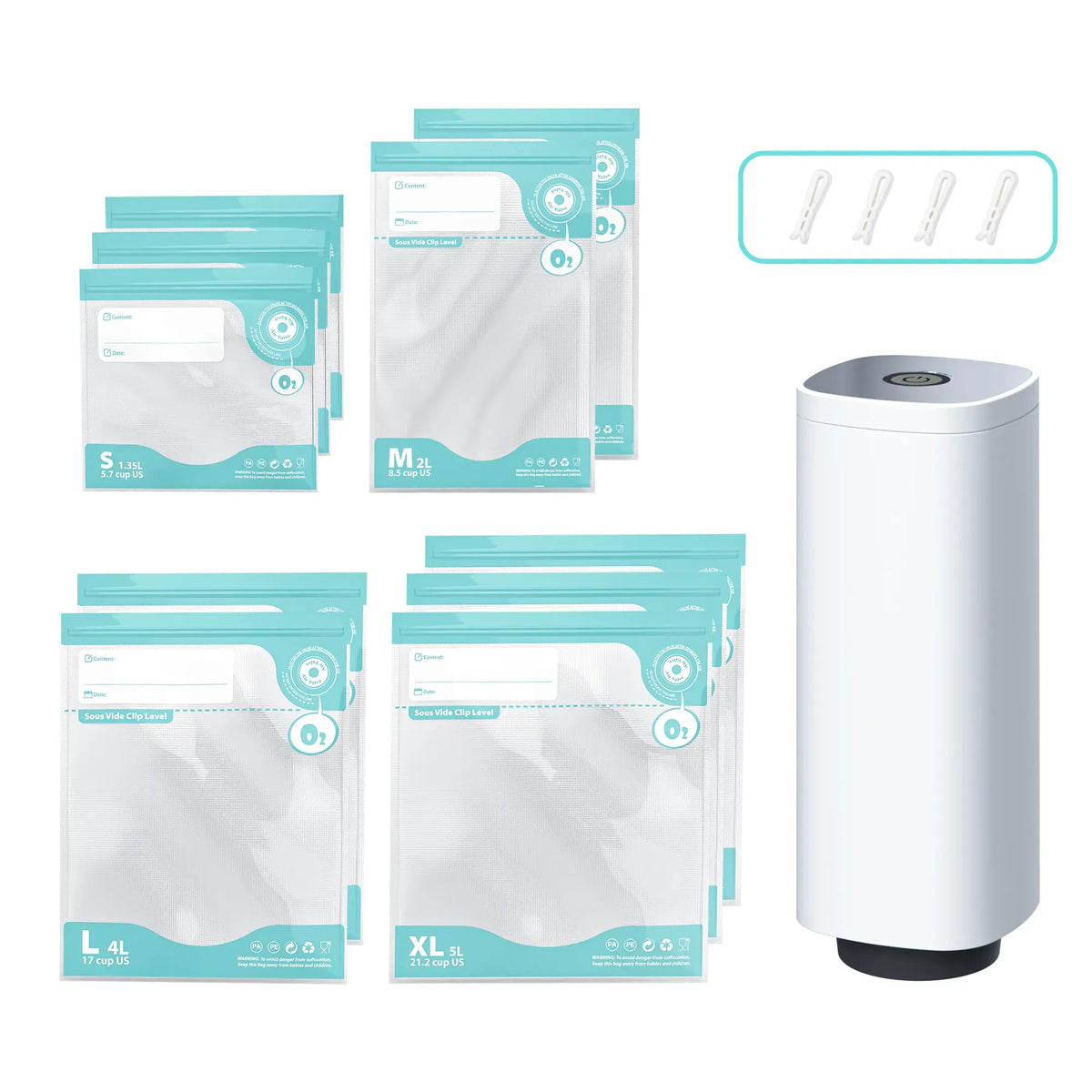 CARLA HOME Automatic Vacuum Sealer Kit with 10 Reusable Bags, White