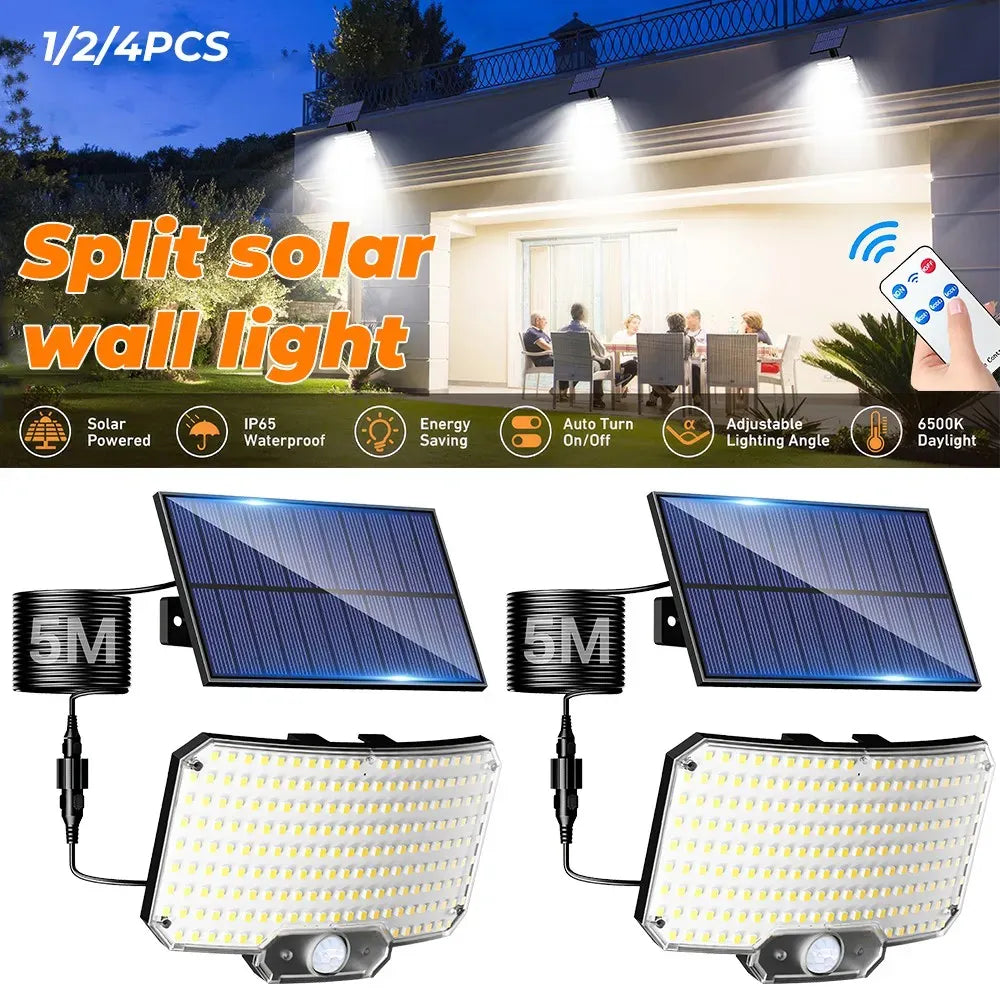 238 LED Solar Motion Sensor Flood Light with Remote, IP65, Black