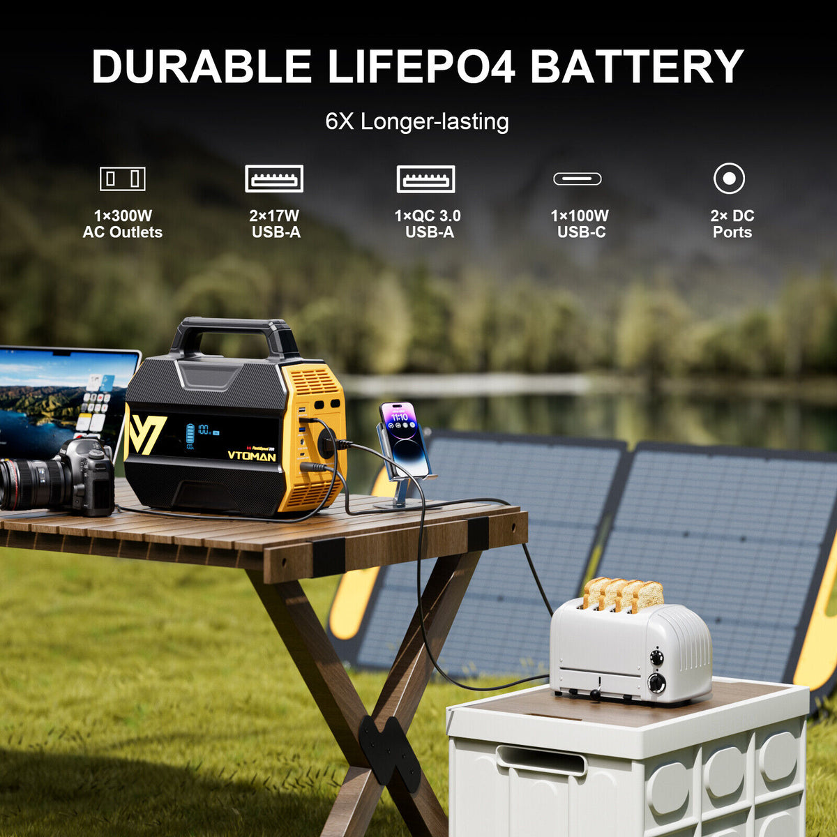 VTOMAN FlashSpeed 300 Portable Power Station, 230Wh LiFePO4, 300W AC