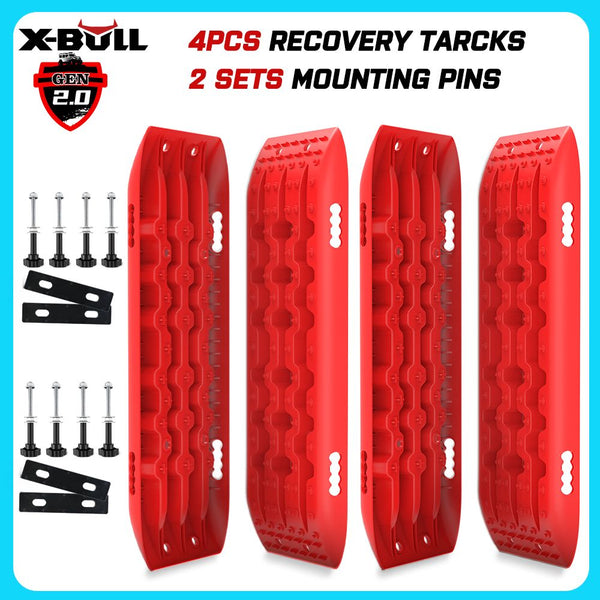 X-BULL Gen 2.0 Recovery Tracks, 2 Pairs with Mounting Pins, Red