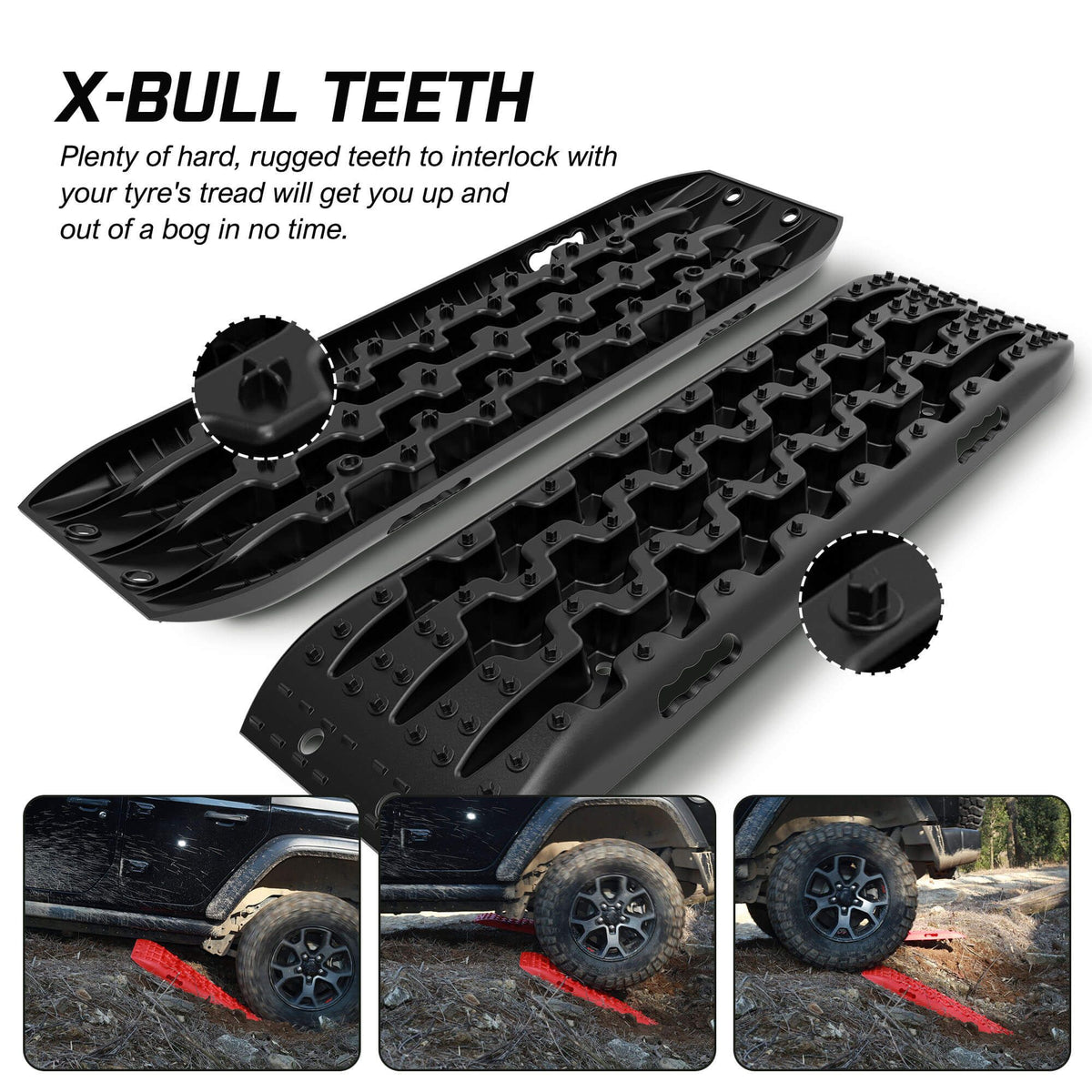 X-BULL Gen 3.0 Recovery Tracks Kit, 1 Pair with Carry Bag & Mounting Pins, Black