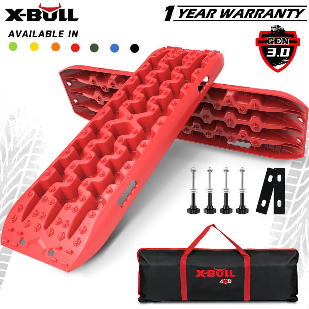 X-BULL Gen 3.0 Recovery Tracks Kit, 1 Pair with Carry Bag & Mounting Pins, Red