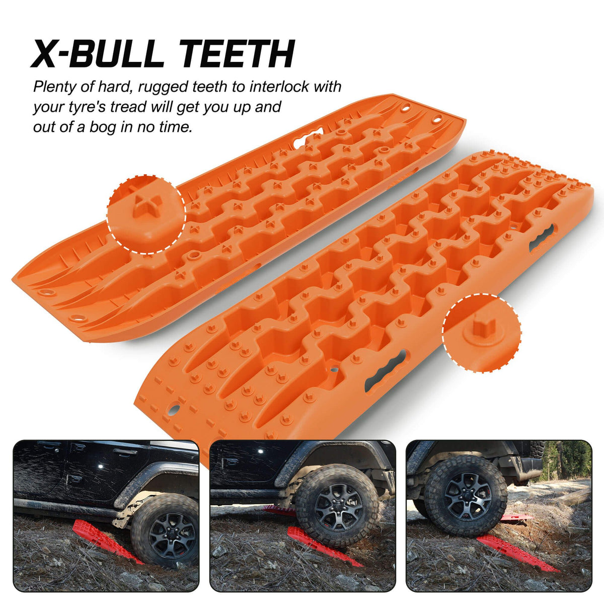 X-BULL Gen 3.0 Recovery Tracks Kit, 1 Pair with Carry Bag & Mounting Pins, Orange