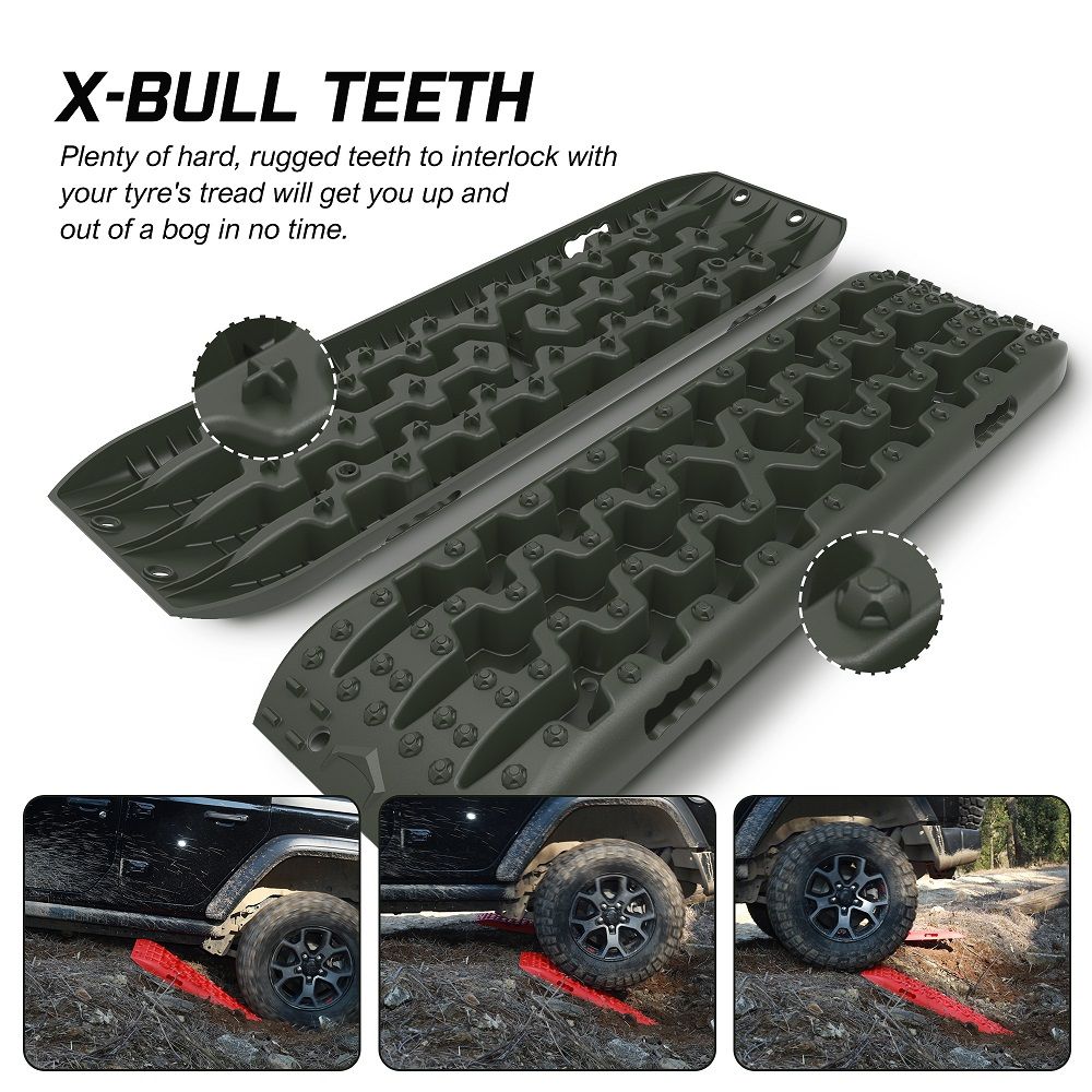 X-BULL Gen 3.0 Recovery Tracks Kit, 1 Pair with Carry Bag & Mounting Pins, Olive
