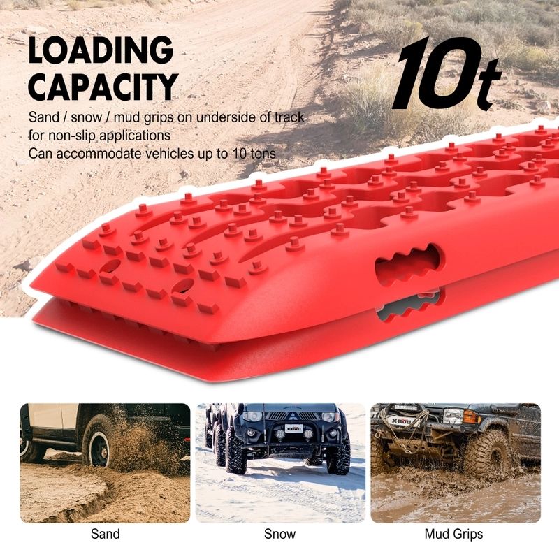 X-BULL Gen 2.0 Recovery Tracks, 1 Pair with Mounting Pins, Red