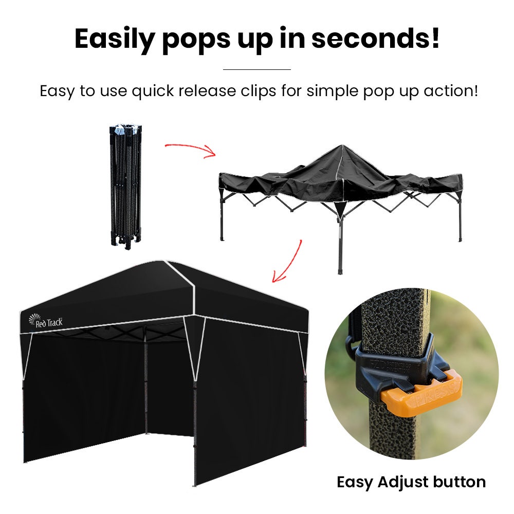 RED TRACK Ultra Compact Folding Gazebo, 3.6 x 2.2m with Walls, Black