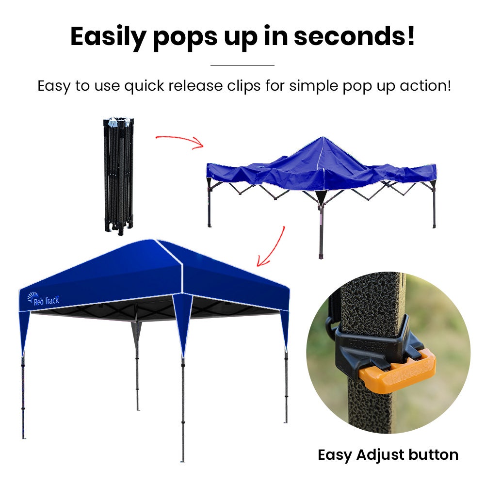 RED TRACK Ultra Compact Folding Gazebo, 3 x 3m, Navy Blue
