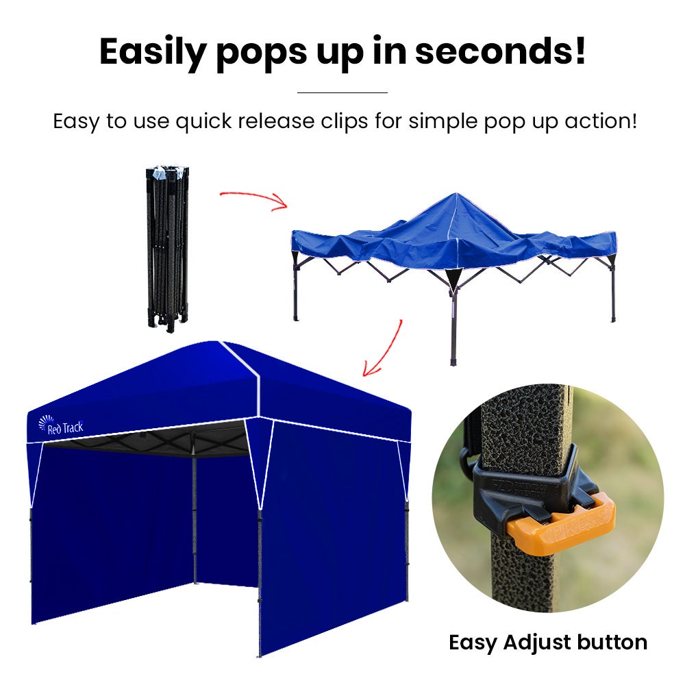 RED TRACK Ultra Compact Folding Gazebo, 3 x 3m with Walls, Navy Blue