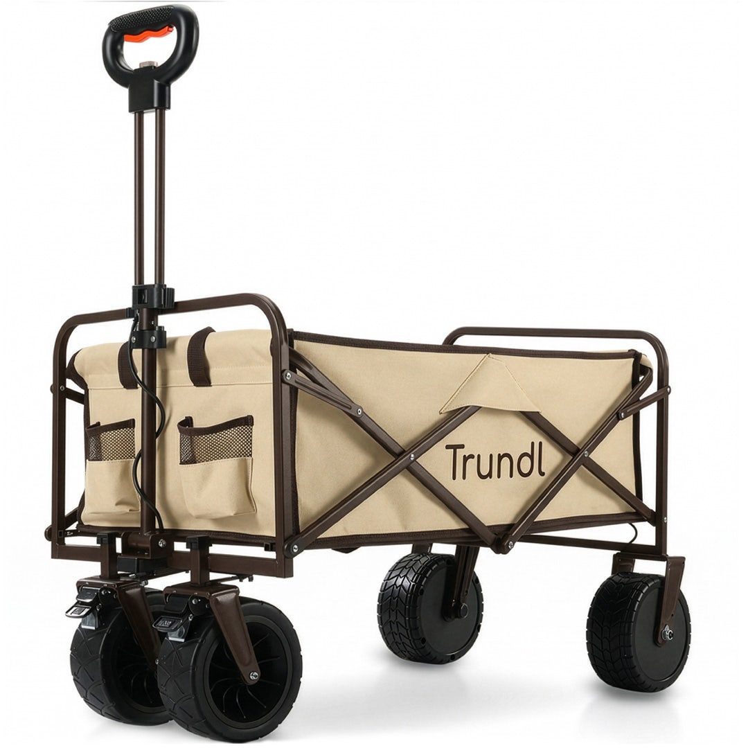 TRUNDL 106L Electric Folding Wagon, All-Terrain Wheels, Cream