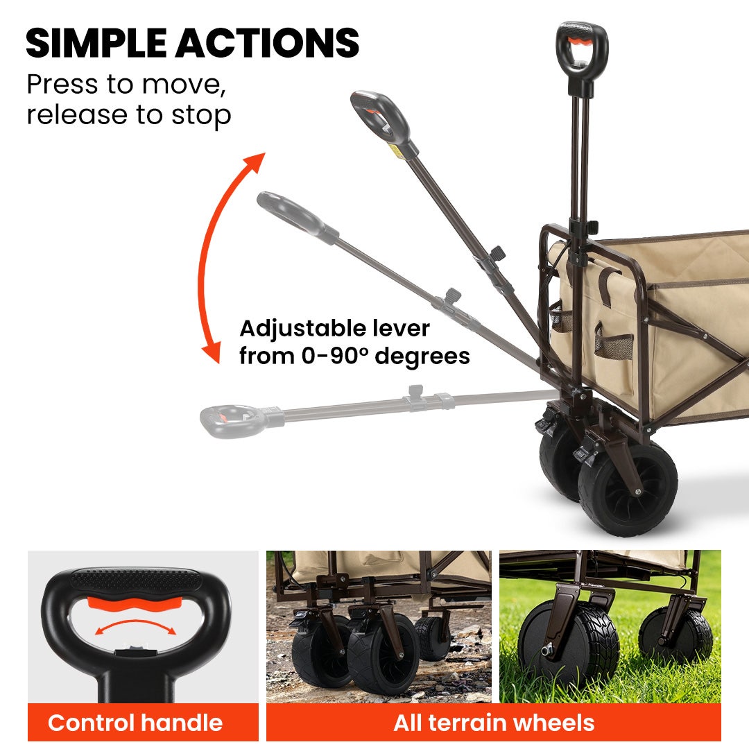 TRUNDL 106L Electric Folding Wagon, All-Terrain Wheels, Cream