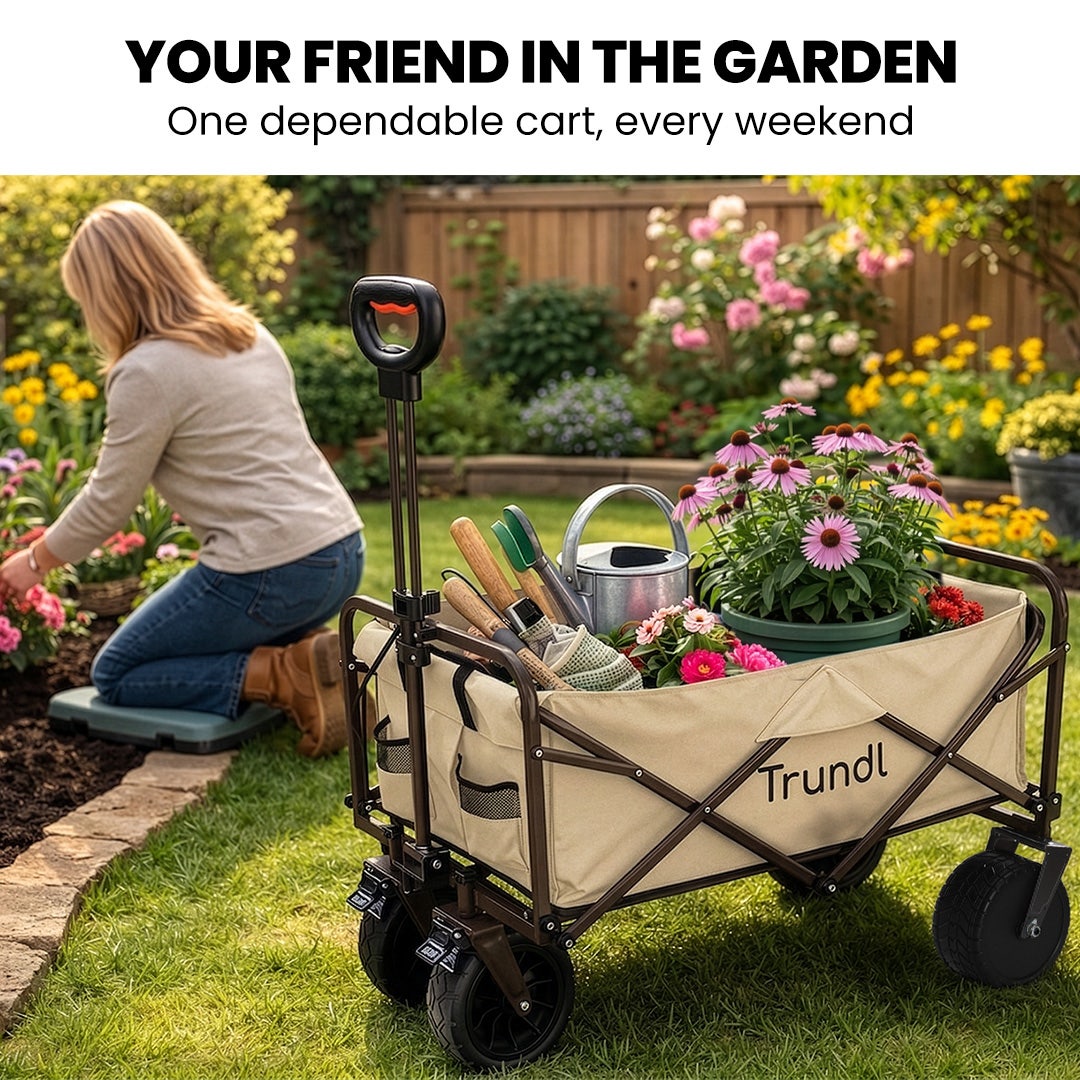 TRUNDL 106L Electric Folding Wagon, All-Terrain Wheels, Cream