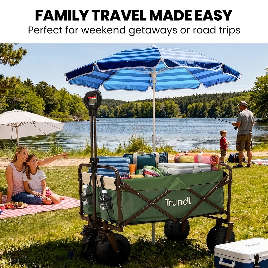 TRUNDL 106L Electric Folding Wagon, All-Terrain Wheels, Green