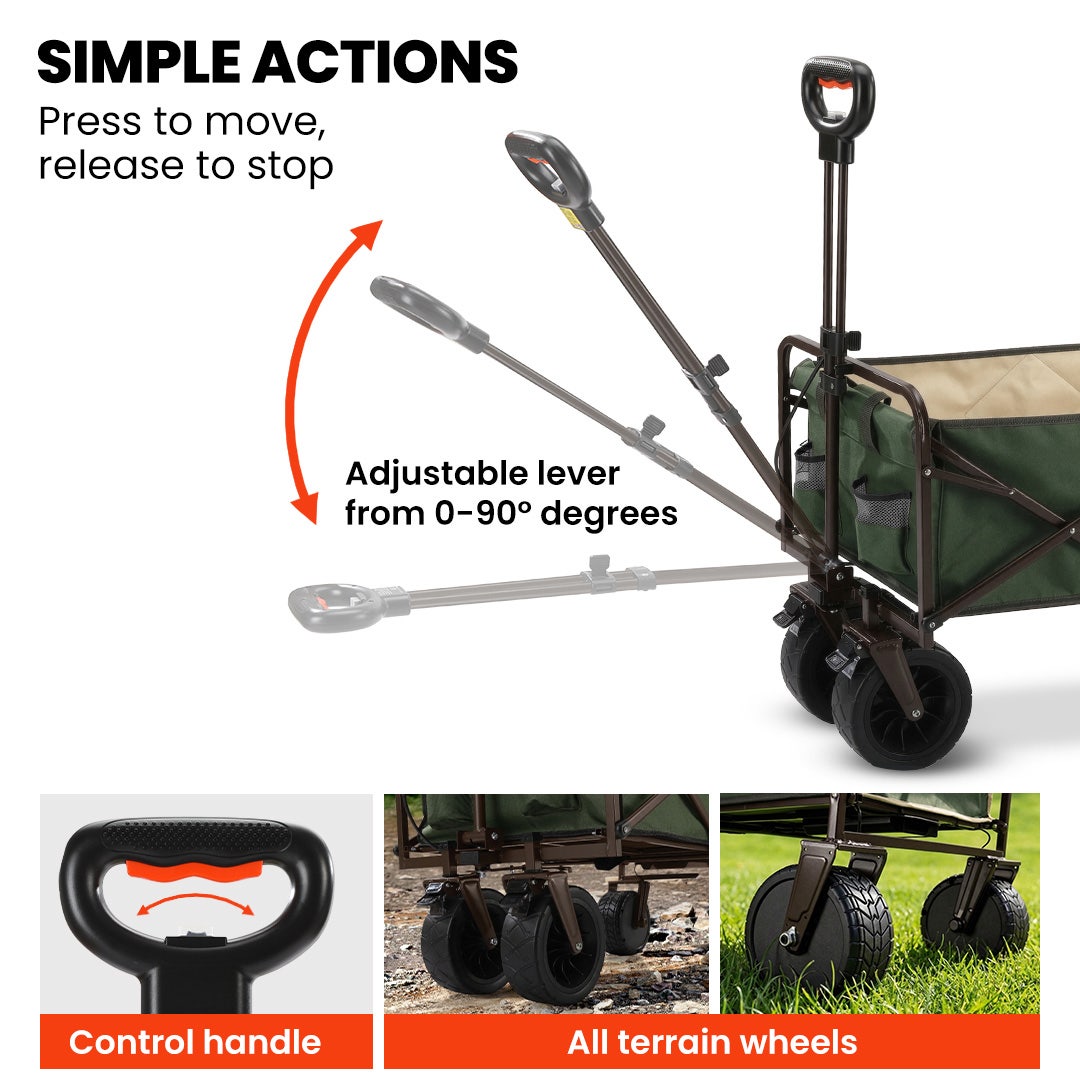 TRUNDL 106L Electric Folding Wagon, All-Terrain Wheels, Green