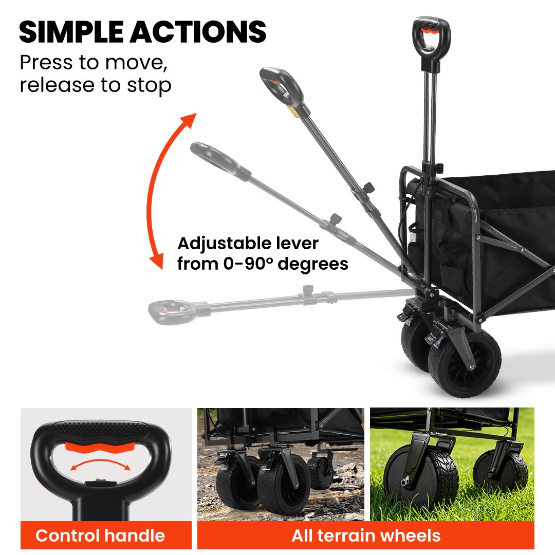 TRUNDL 106L Electric Folding Wagon, All-Terrain Wheels, Black