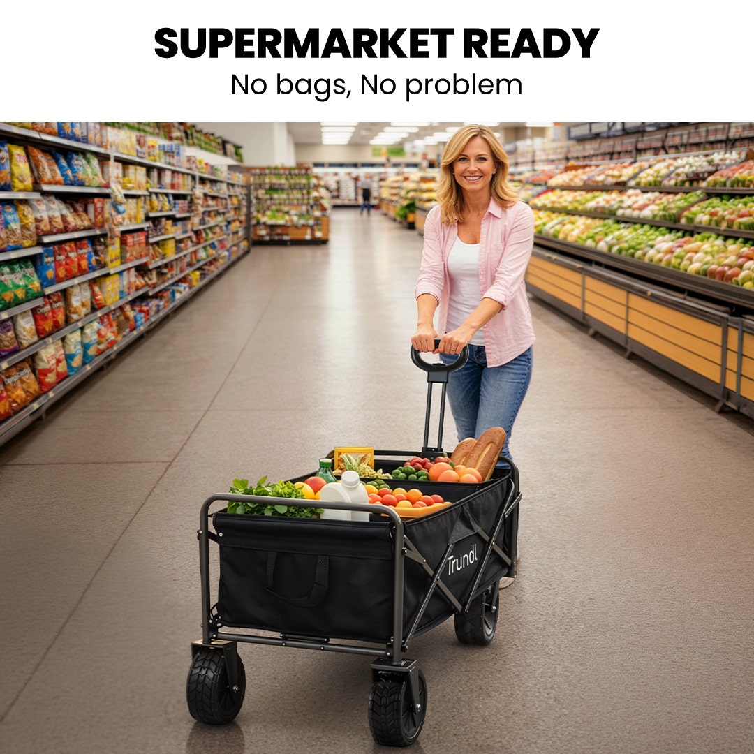 TRUNDL 106L Electric Folding Wagon, All-Terrain Wheels, Black