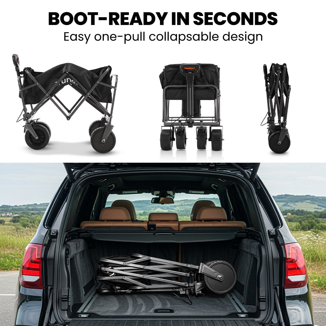 TRUNDL 106L Electric Folding Wagon, All-Terrain Wheels, Black
