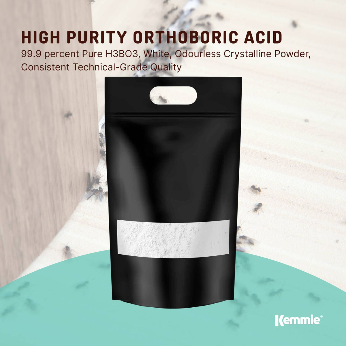 Kemmie Boric Acid Powder, 99.9% Technical Grade, 10kg