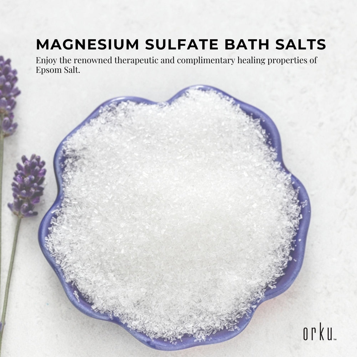 Orku Epsom Salt, Fine Crystals, Magnesium Sulphate Bath Salts, 10kg Bag