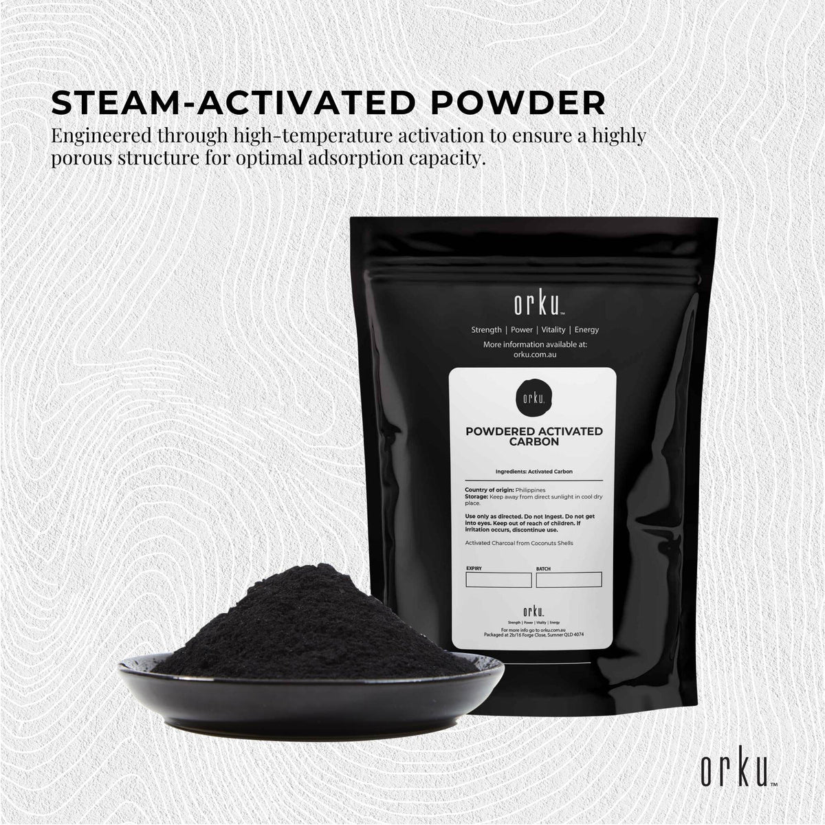 Orku Activated Charcoal Powder, Coconut Shell, 2kg