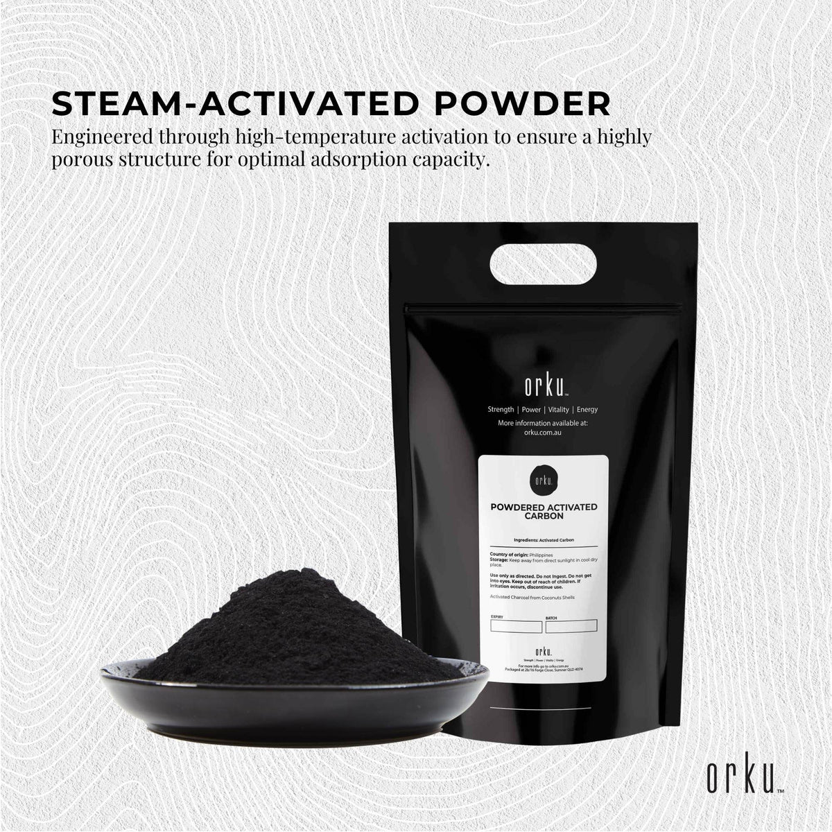 Orku Activated Charcoal Powder, Coconut Shell, 5kg