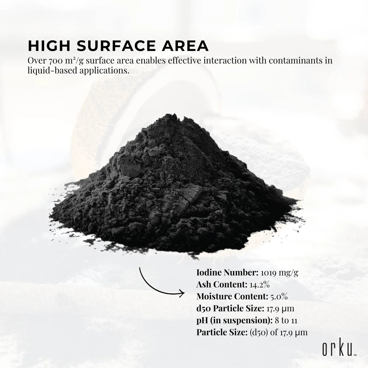 Orku Activated Charcoal Powder, Coconut Shell, 5kg