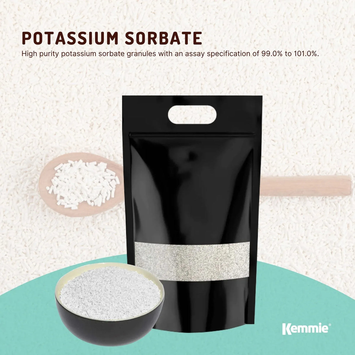 Kemmie Potassium Sorbate Granules, E202 Preservative, 10kg
