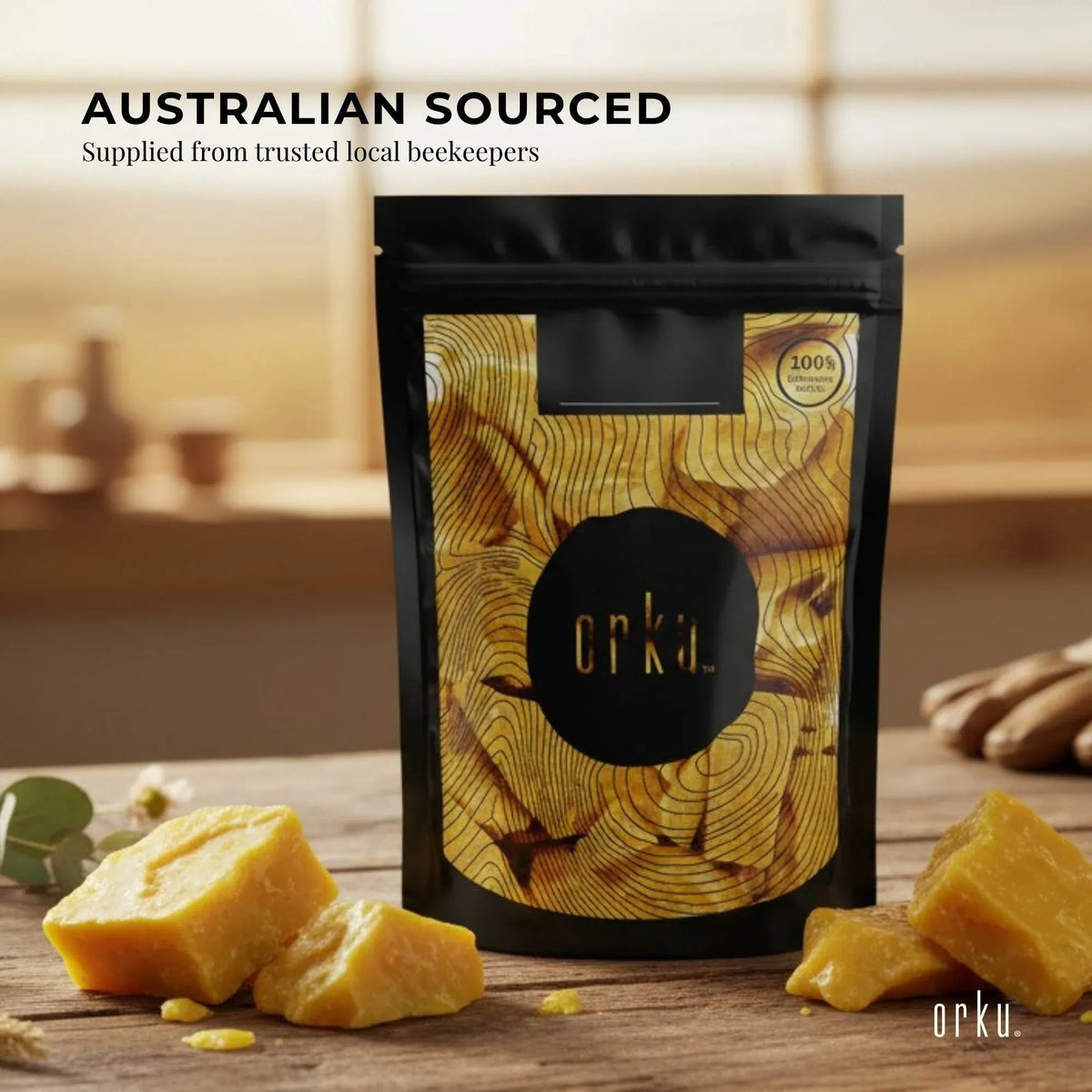 Orku Australian Beeswax Chunks, Raw Unrefined, 2kg
