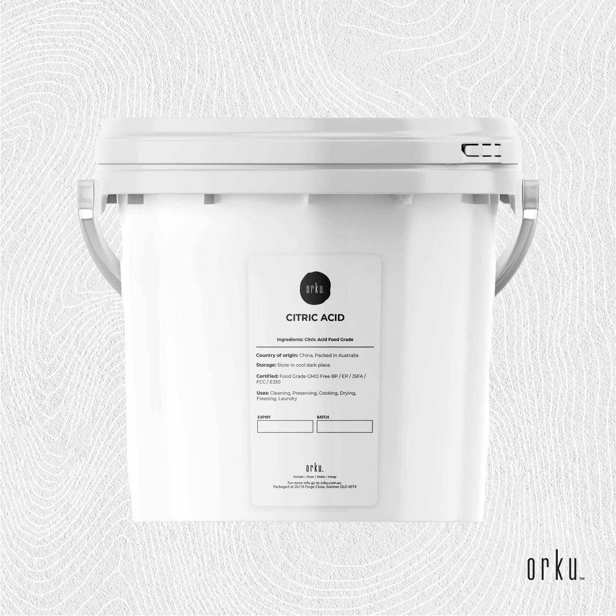 Orku Citric Acid, Food Grade, 5kg Tub