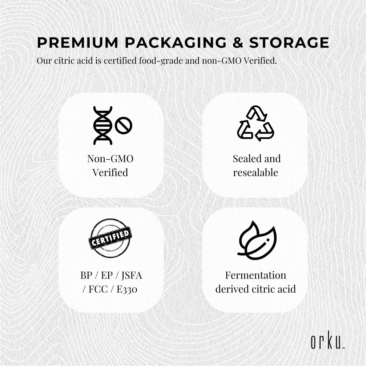 Orku Citric Acid, Food Grade, 5kg Tub