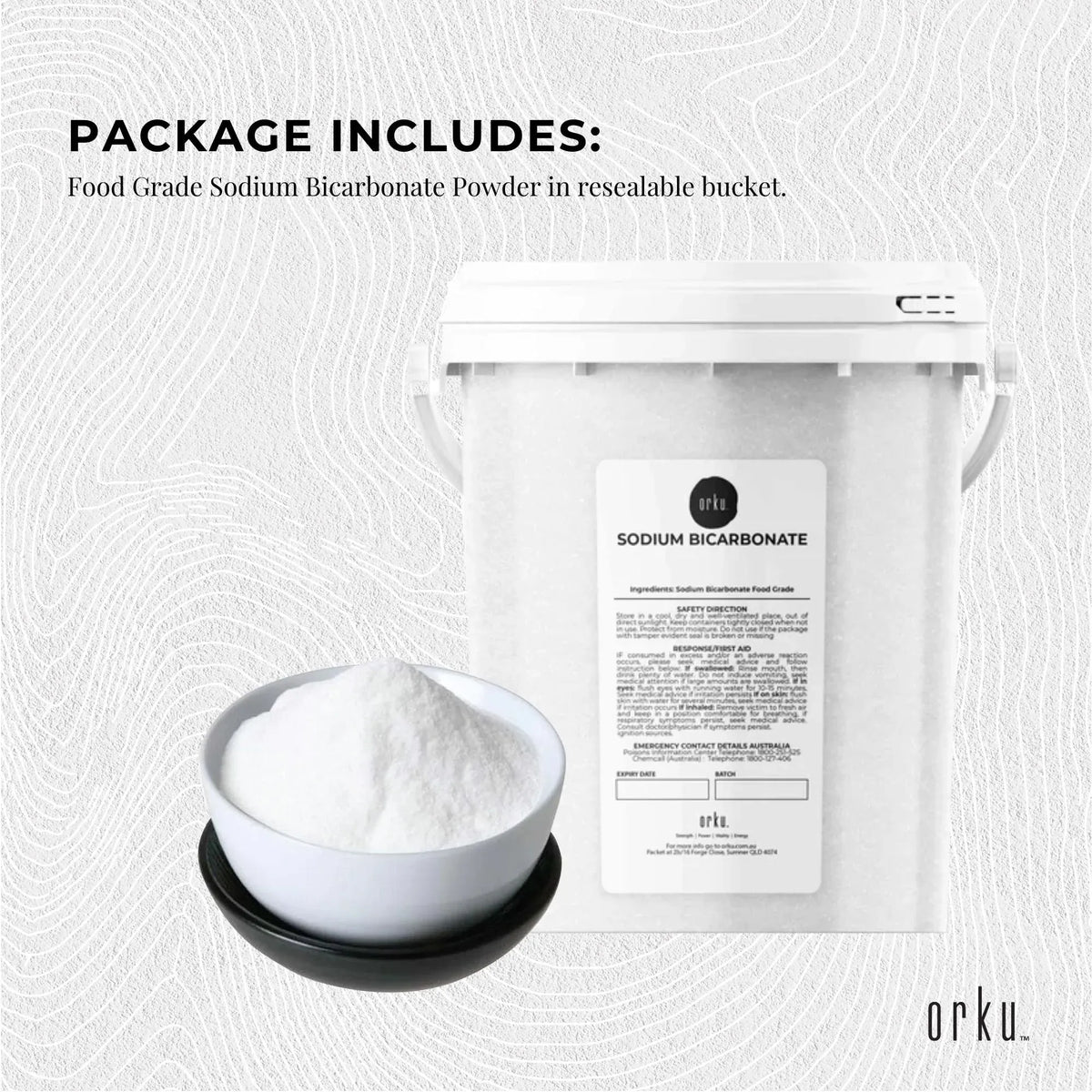 Orku Sodium Bicarbonate, Food Grade, Aluminium Free, 1.3kg Tub