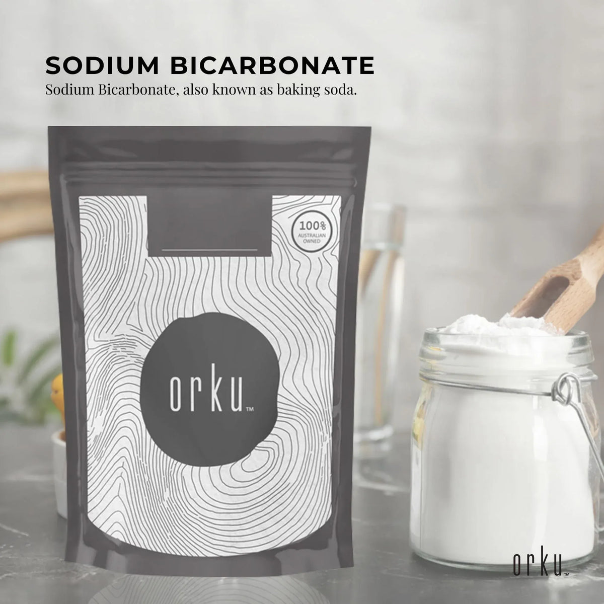 Orku Sodium Bicarbonate, Food Grade, Aluminium Free, 2kg Bag