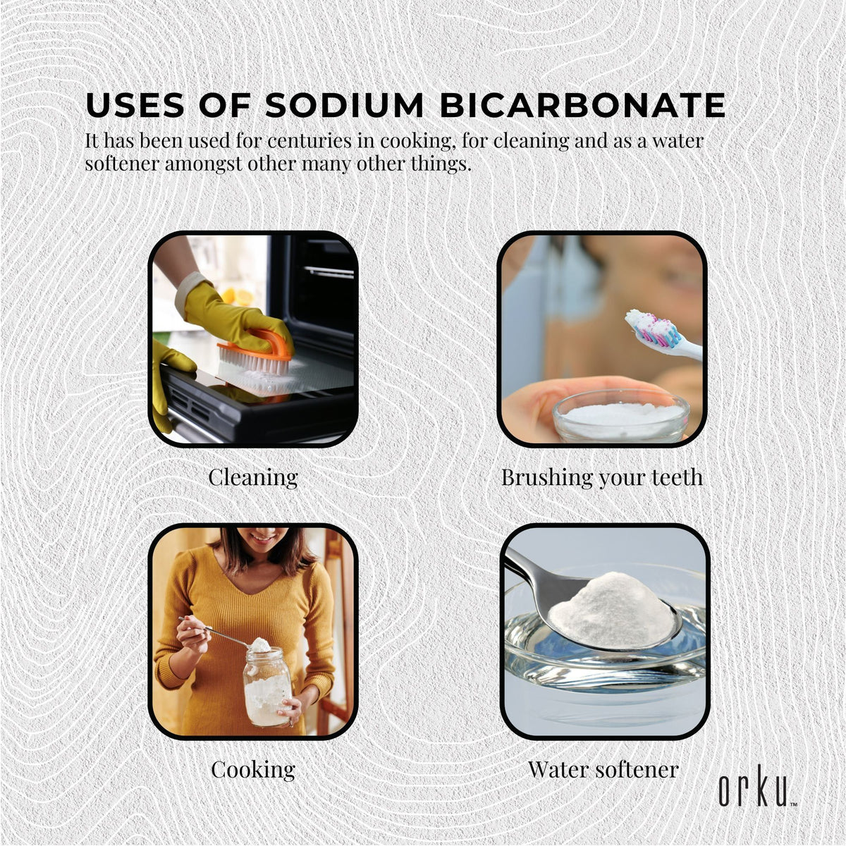 Orku Sodium Bicarbonate, Food Grade, Aluminium Free, 5kg Bag
