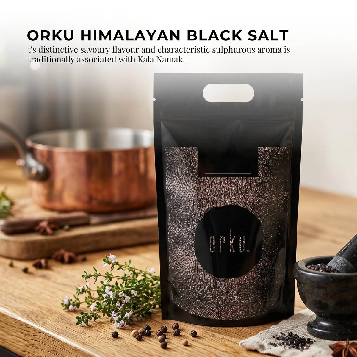 Orku Himalayan Black Salt (Kala Namak), Fine Grain Table Salt, 5kg