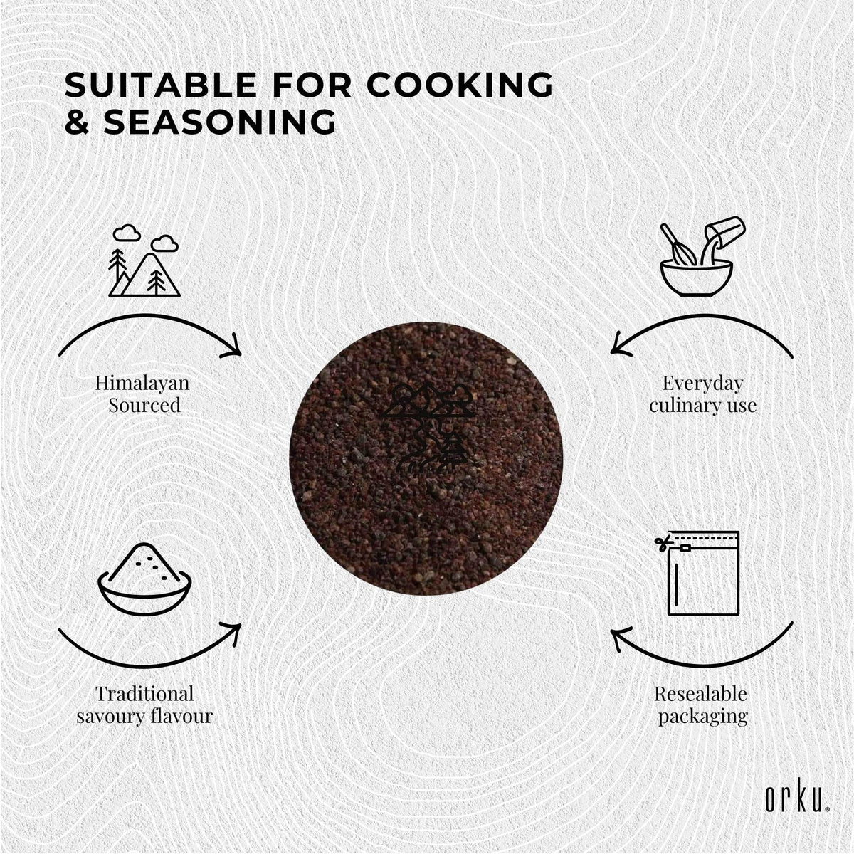Orku Himalayan Black Salt (Kala Namak), Fine Grain Table Salt, 5kg