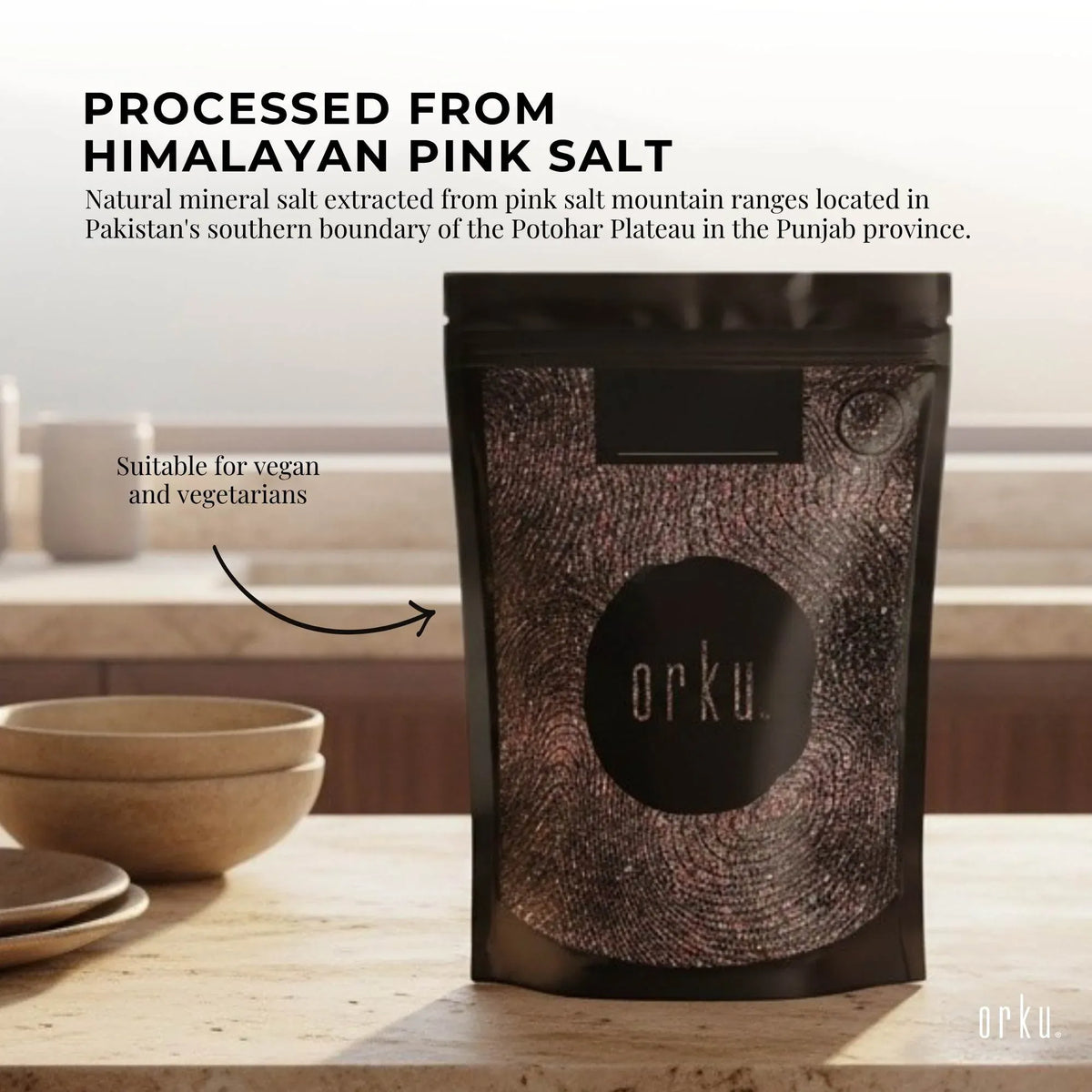 Orku Himalayan Black Salt (Kala Namak), Cooking Grade, 1kg